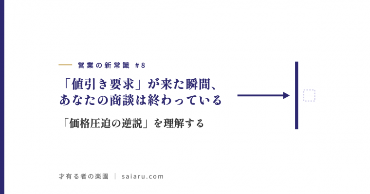 営業の新常識 #8：「値引き要求」が来た瞬間、あなたの商談は終わっている——「価格圧迫の逆説」を理解する